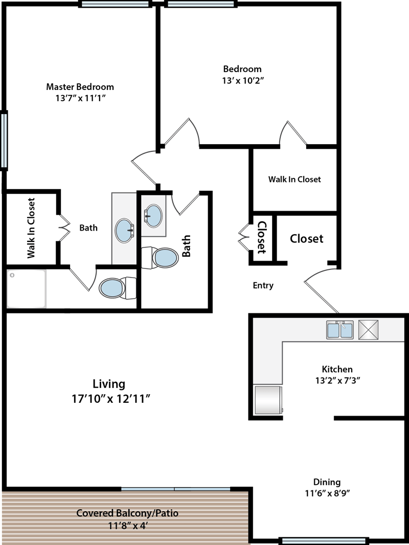 two bedroom apartment floor plan